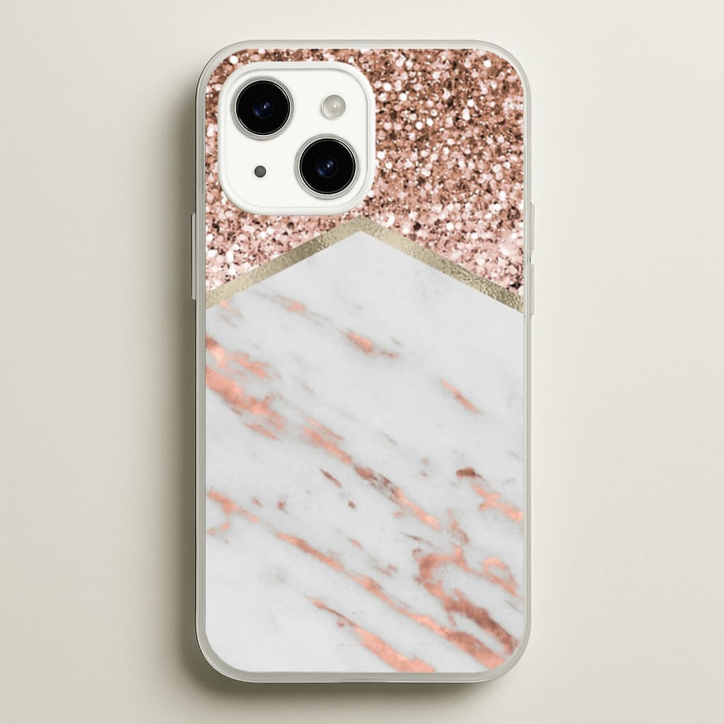 Rose Gold Marble & Glitter - marble Phone Case for iPhone 15 Plus