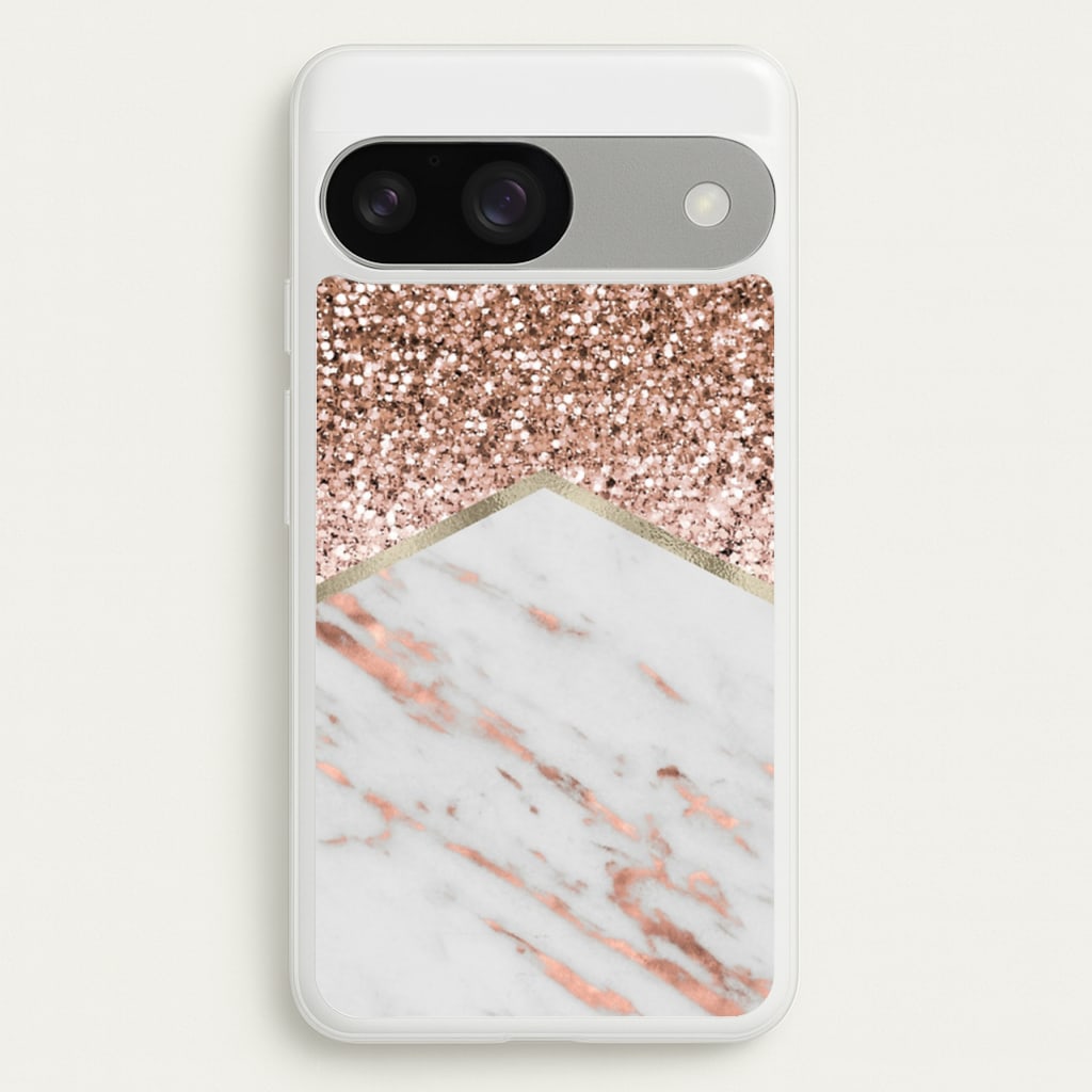 Rose Gold Marble & Glitter - marble Phone Case for Google Pixel 9 / 9 Pro