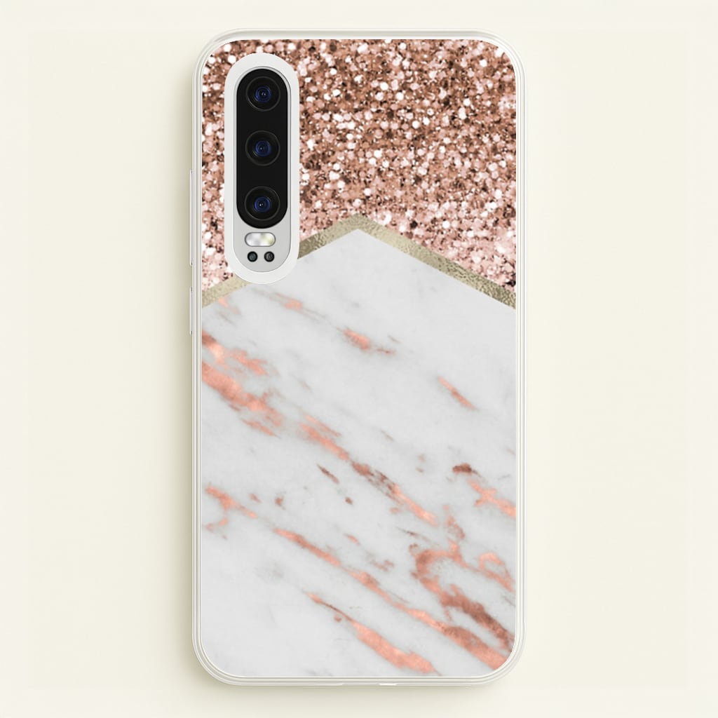Rose Gold Marble & Glitter - marble Phone Case for Huawei P30