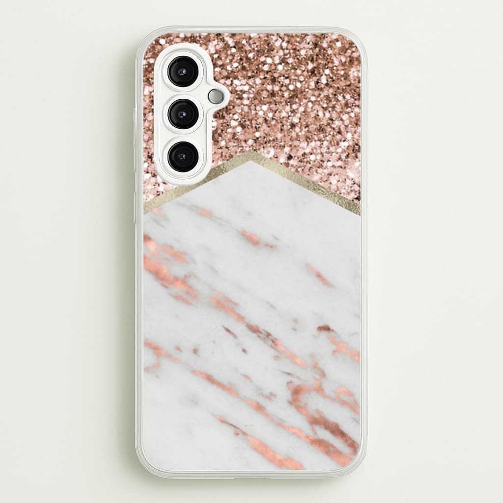 Rose Gold Marble & Glitter - marble Phone Case for Galaxy A14