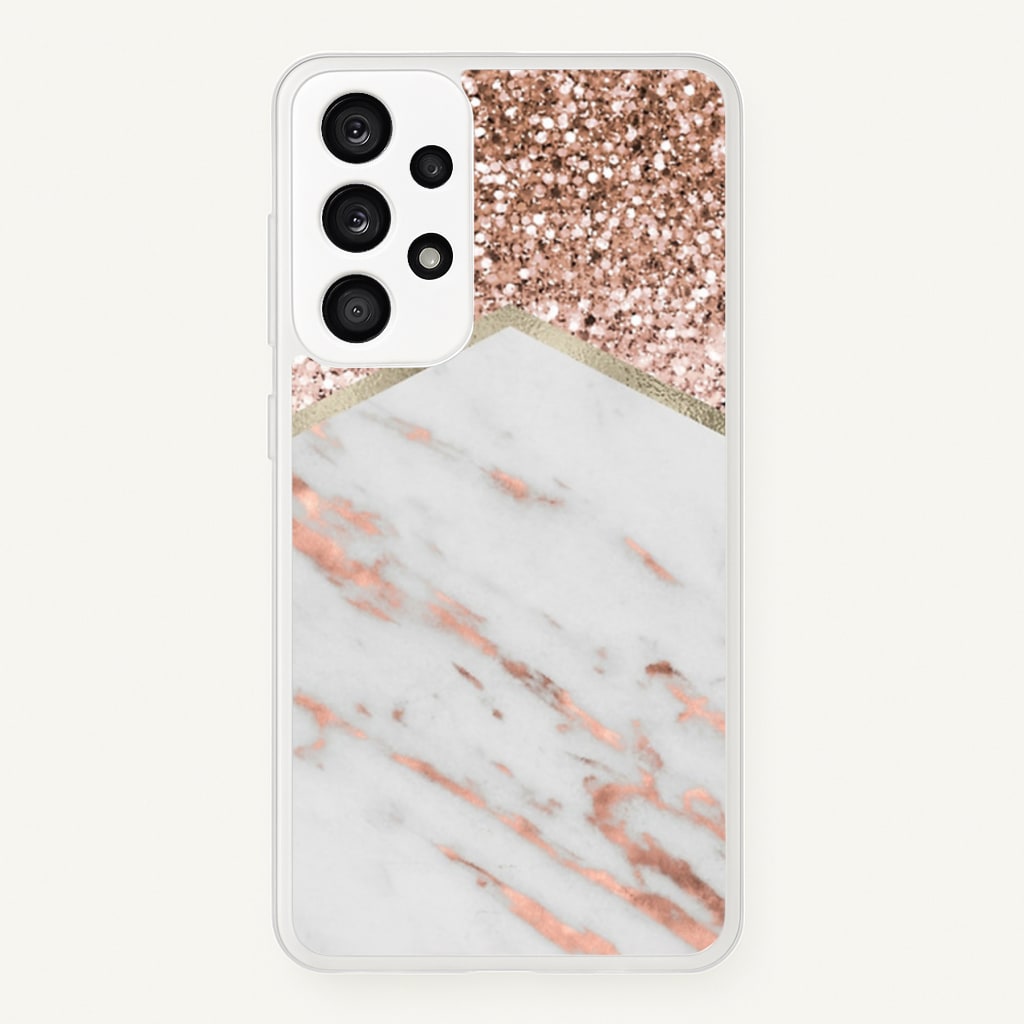 Rose Gold Marble & Glitter - marble Phone Case for Galaxy A53