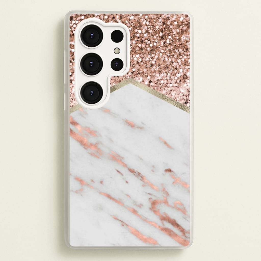 Rose Gold Marble & Glitter - marble Phone Case for Galaxy S25 Ultra