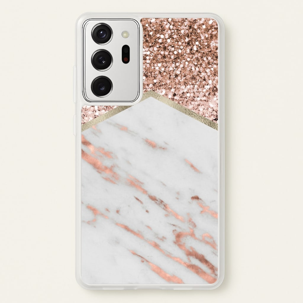 Rose Gold Marble & Glitter - marble Phone Case for Galaxy Note 20 Ultra