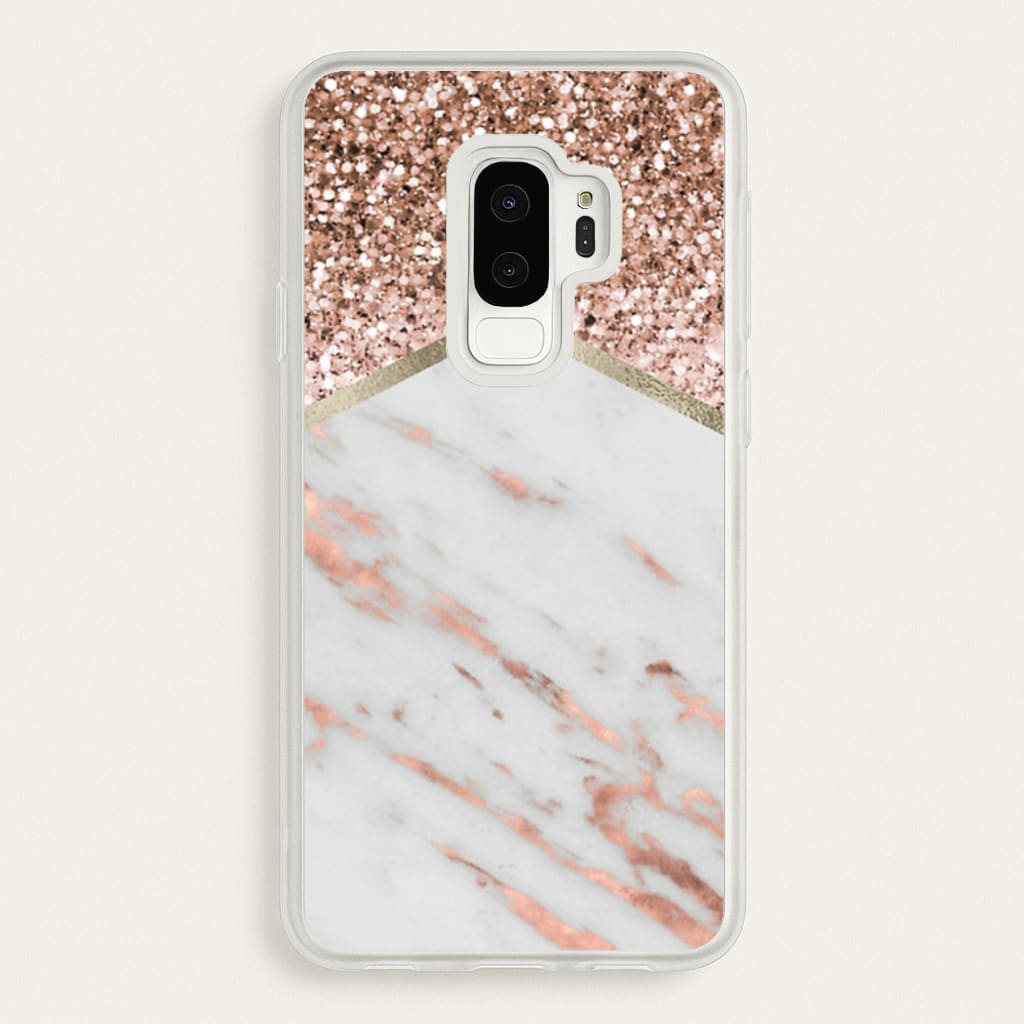 Rose Gold Marble & Glitter - marble Phone Case for Galaxy S9 Plus