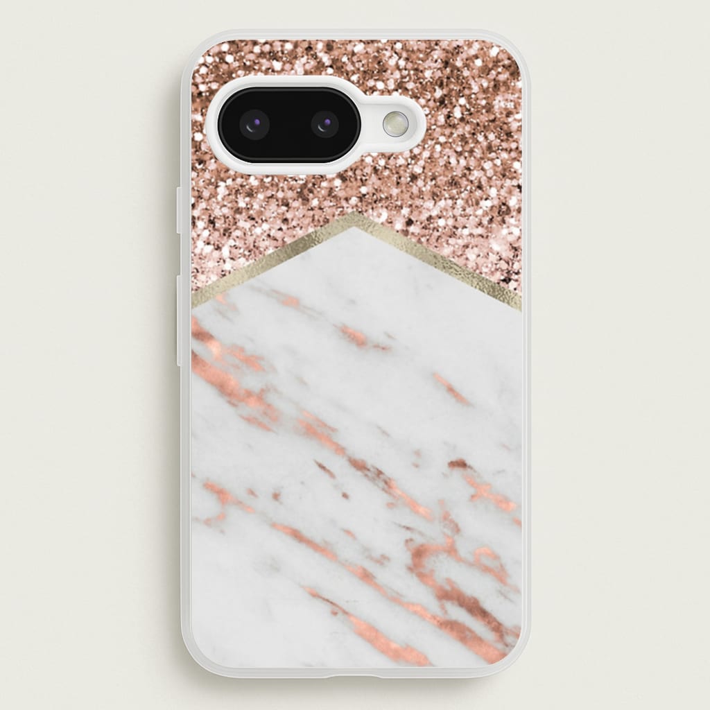 Rose Gold Marble & Glitter - marble Phone Case for Google Pixel 9a