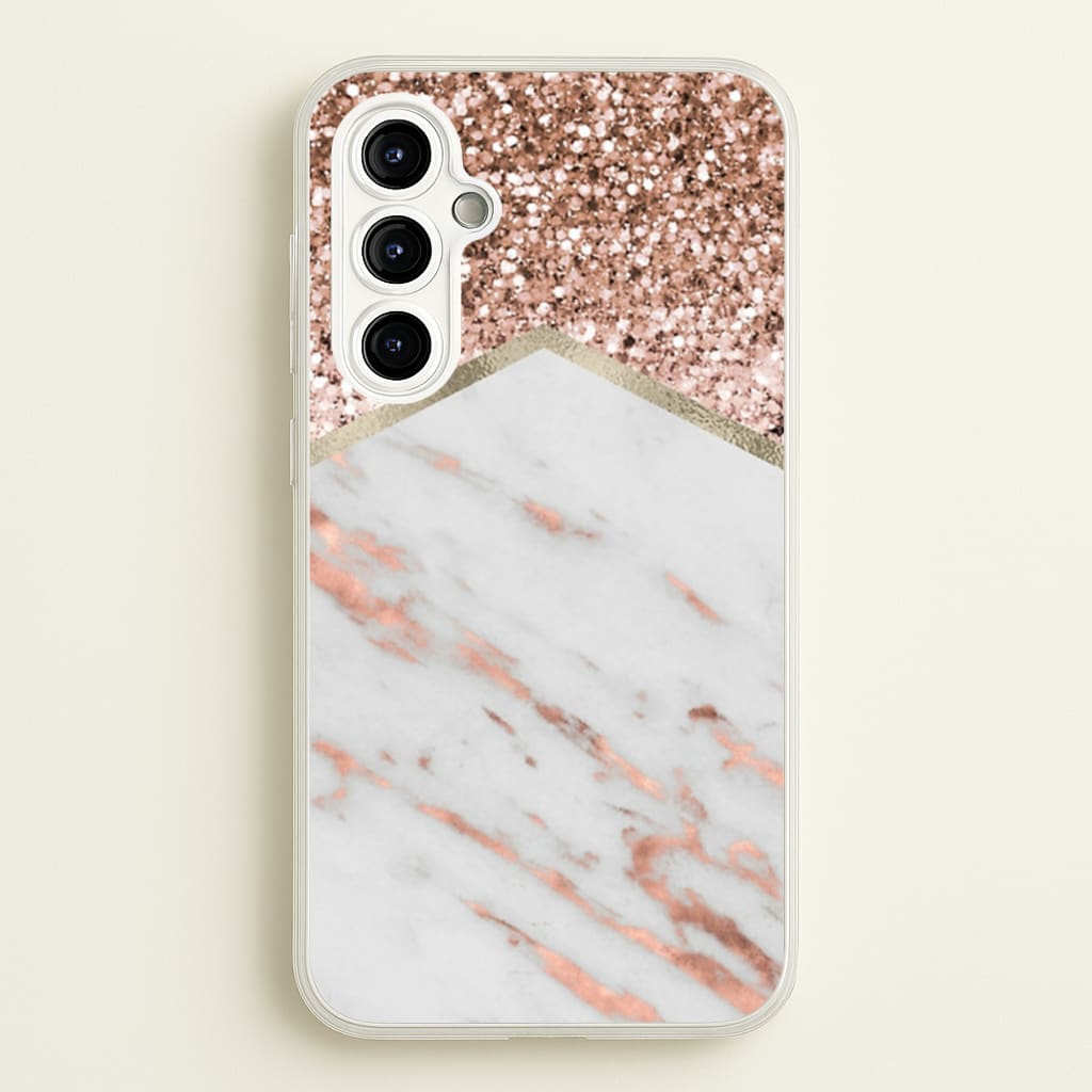 Rose Gold Marble & Glitter - marble Phone Case for Galaxy A54