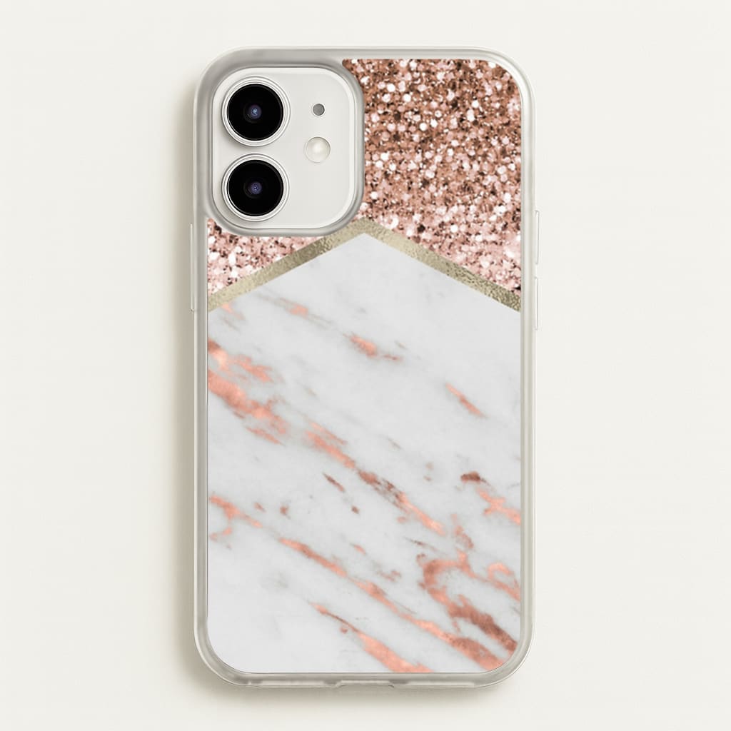 Rose Gold Marble & Glitter - marble Phone Case for iPhone 12 Mini