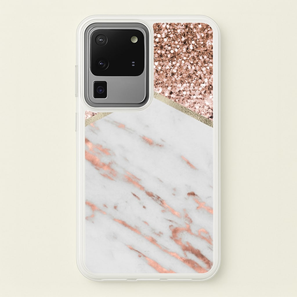 Rose Gold Marble & Glitter - marble Phone Case for Galaxy S20 Ultra