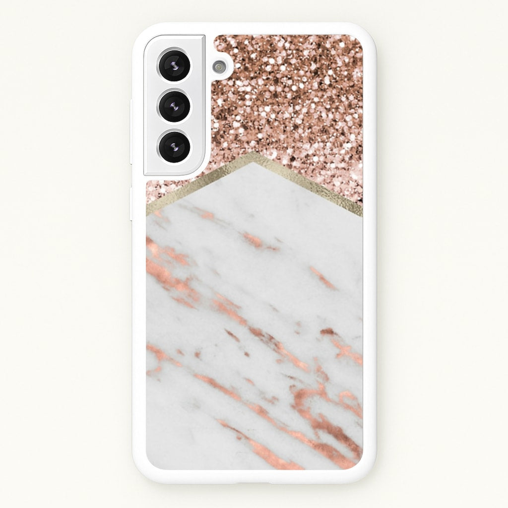 Rose Gold Marble & Glitter - marble Phone Case for Galaxy S22 Plus