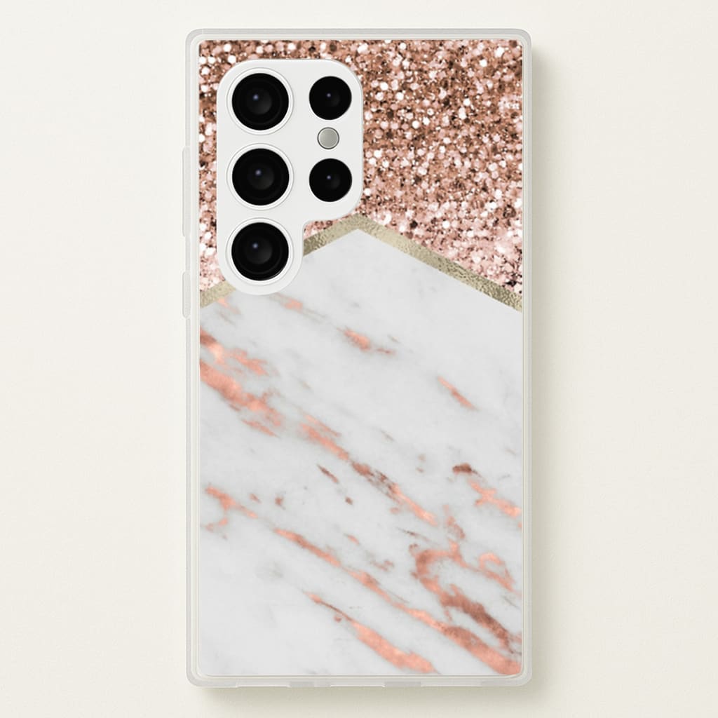 Rose Gold Marble & Glitter - marble Phone Case for Galaxy S24 Ultra