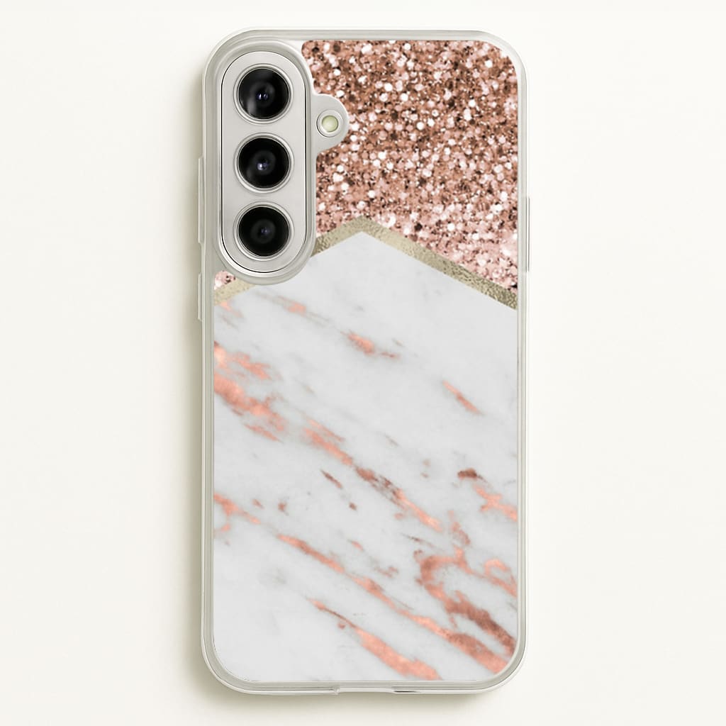 Rose Gold Marble & Glitter - marble Phone Case for Galaxy A56