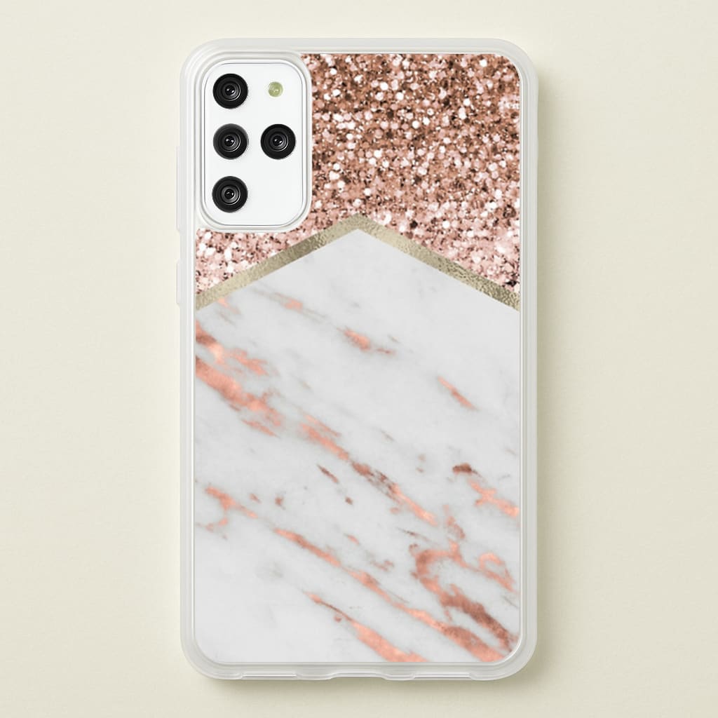 Rose Gold Marble & Glitter - marble Phone Case for Galaxy S20 Plus