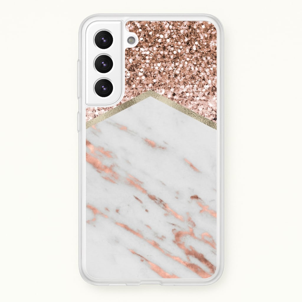 Rose Gold Marble & Glitter - marble Phone Case for Galaxy S21FE