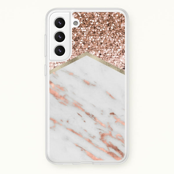 Rose Gold Marble & Glitter - marble Phone Case for Galaxy S22
