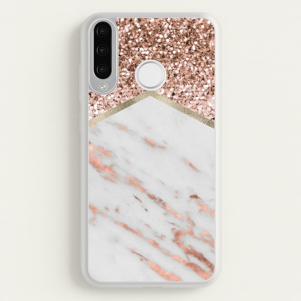 Rose Gold Marble & Glitter - marble Phone Case for Huawei P30 Lite
