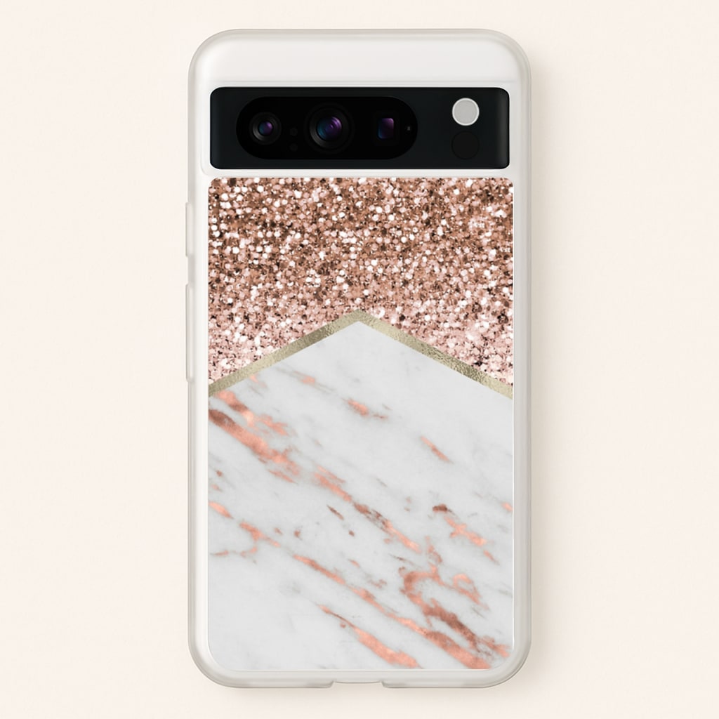 Rose Gold Marble & Glitter - marble Phone Case for Google Pixel 8 Pro