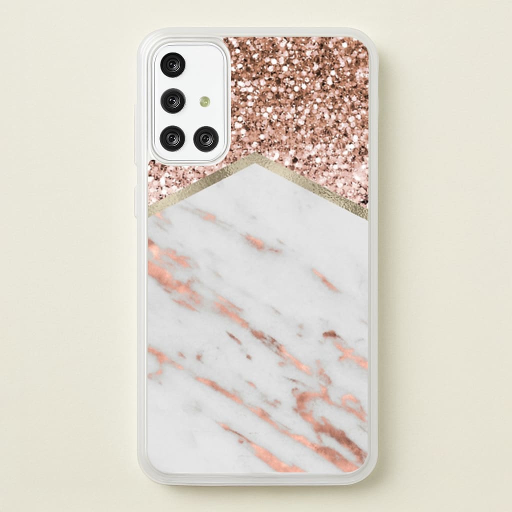 Rose Gold Marble & Glitter - marble Phone Case for Galaxy A71