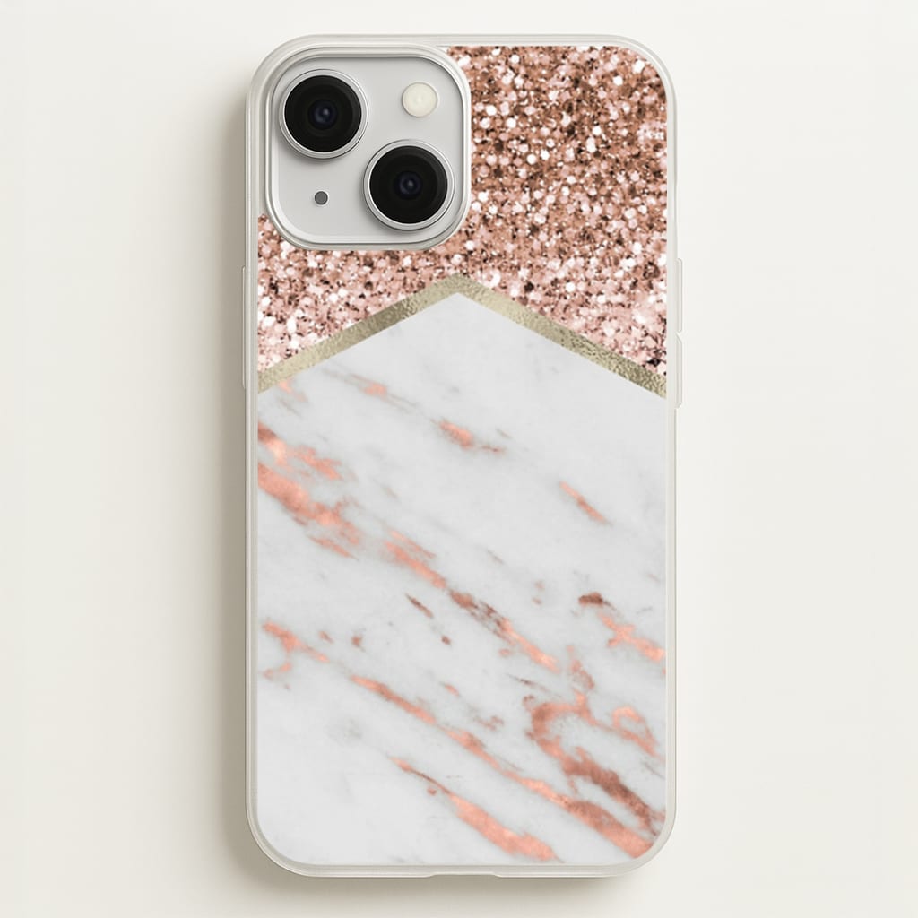 Rose Gold Marble & Glitter - marble Phone Case for iPhone 13 Mini