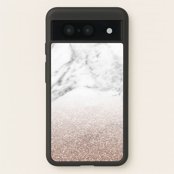 Rose Gold Glitter & Marble - marble Phone Case for Google Pixel 8