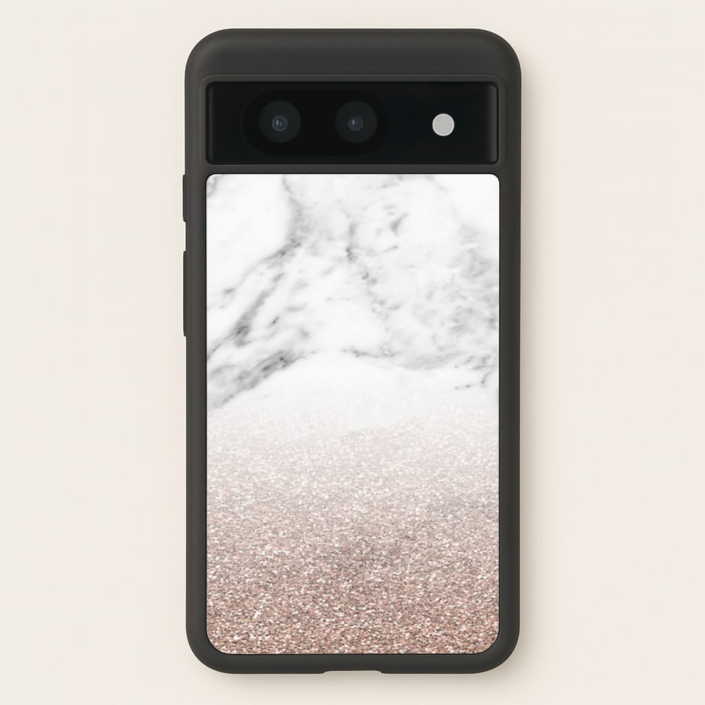 Rose Gold Glitter & Marble - marble Phone Case for Google Pixel 8a