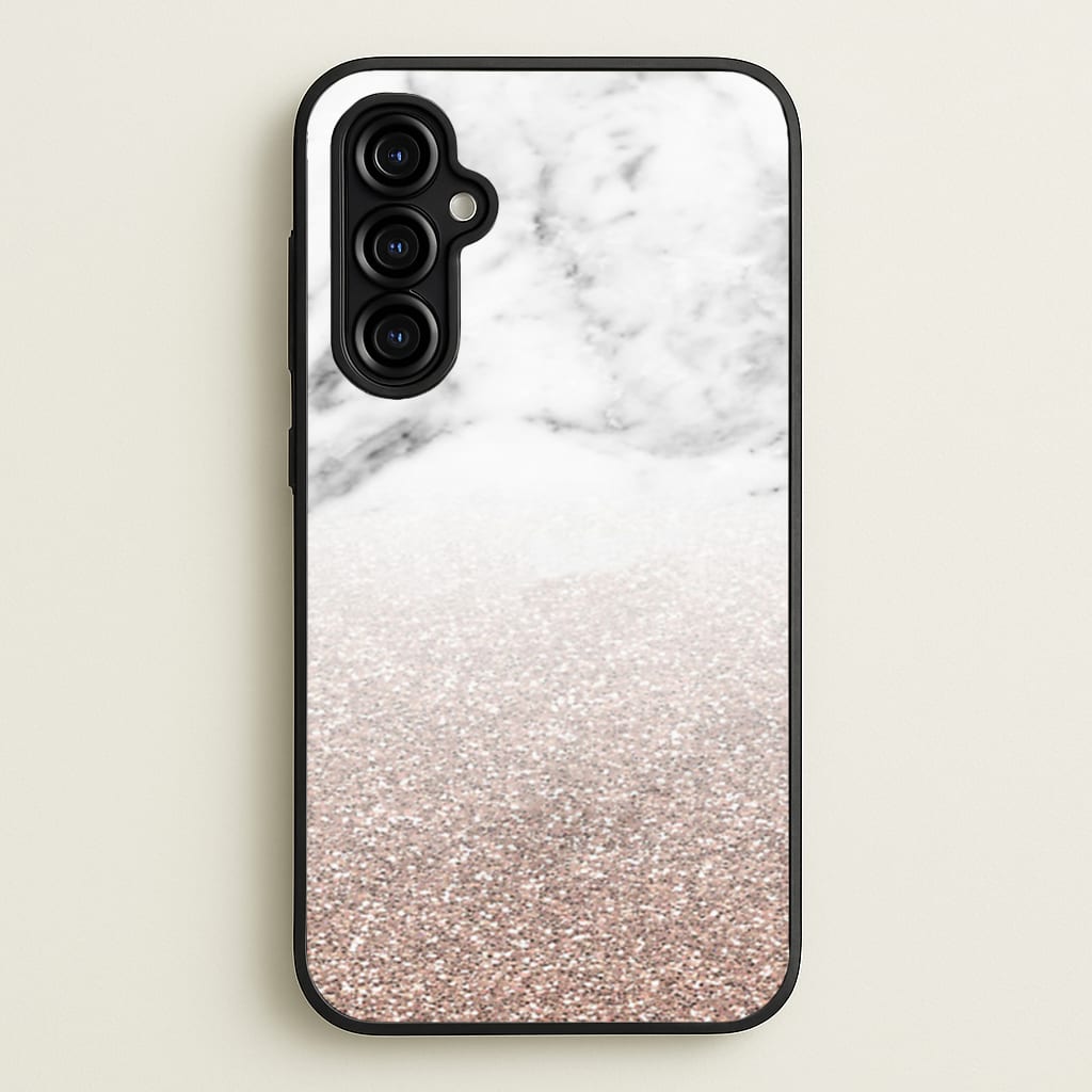 Rose Gold Glitter & Marble - marble Phone Case for Galaxy A54