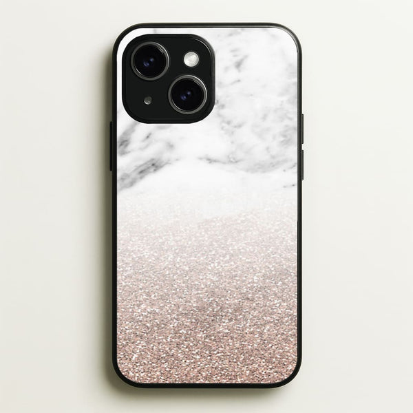 Rose Gold Glitter & Marble - marble Phone Case for iPhone 15