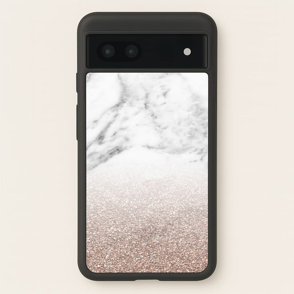 Rose Gold Glitter & Marble - marble Phone Case for Google Pixel 6a