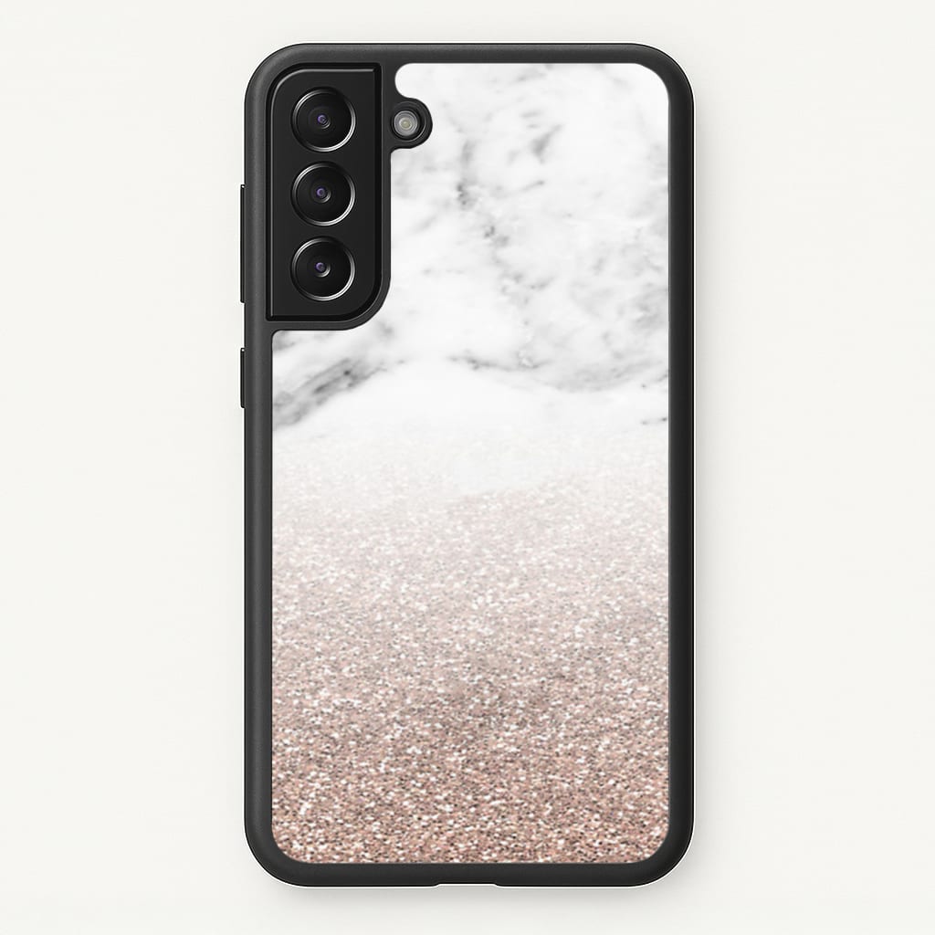 Rose Gold Glitter & Marble - marble Phone Case for Galaxy S21 Plus
