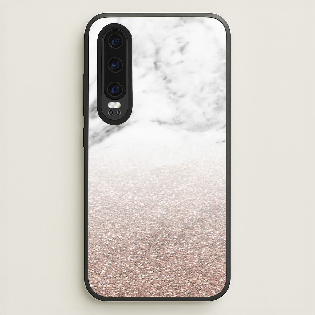 Rose Gold Glitter & Marble - marble Phone Case for Huawei P30