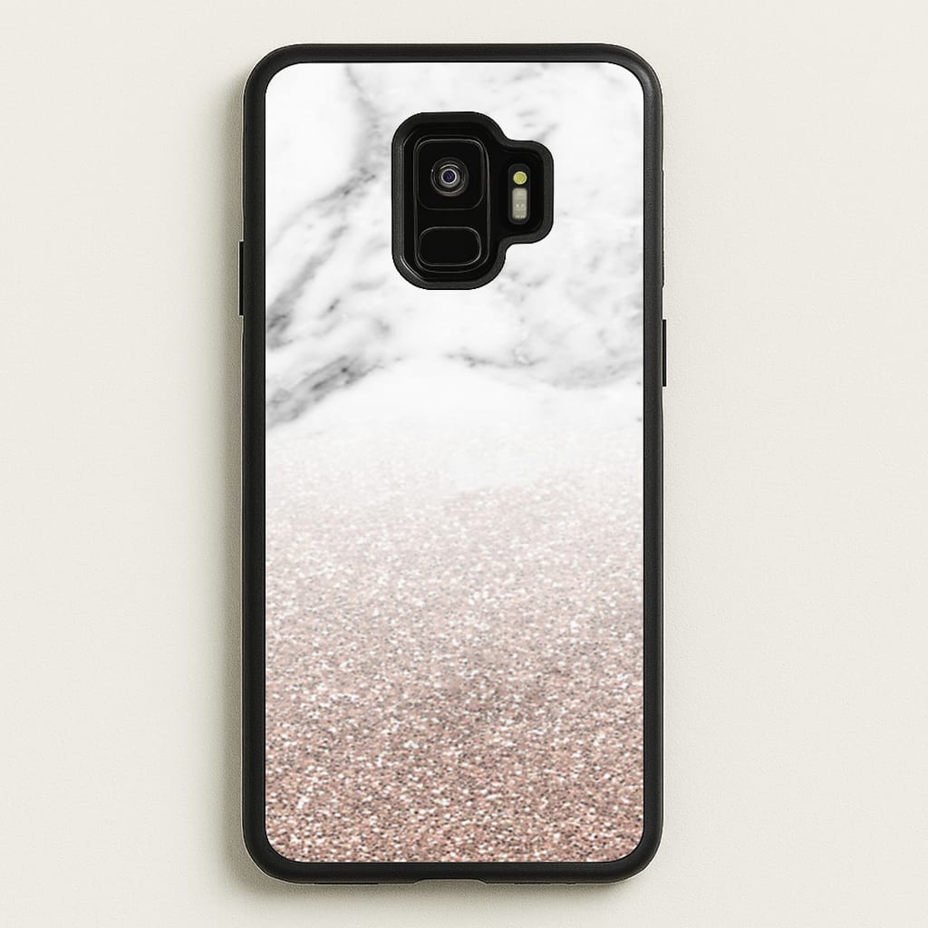 Rose Gold Glitter & Marble - marble Phone Case for Galaxy S9