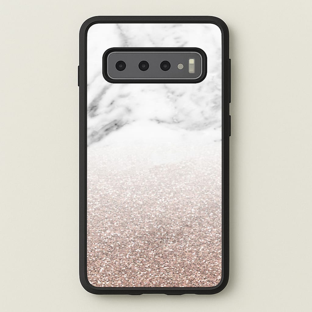 Rose Gold Glitter & Marble - marble Phone Case for Galaxy S10 Plus