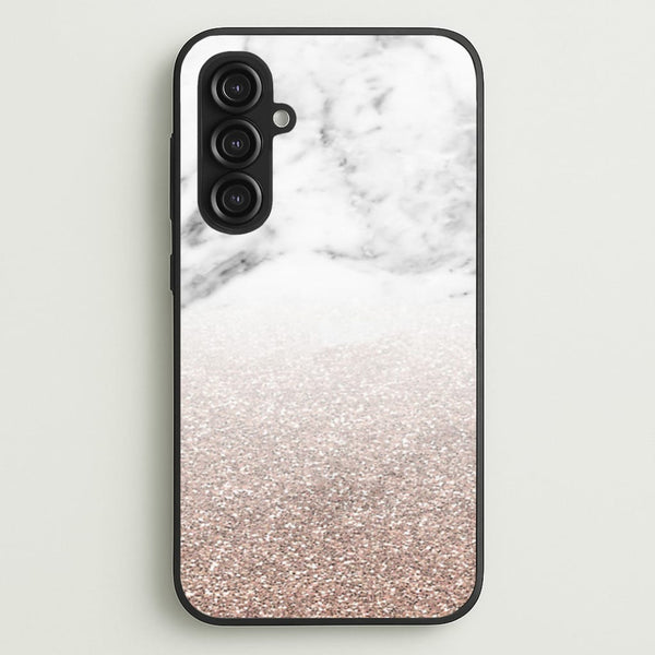 Rose Gold Glitter & Marble - marble Phone Case for Galaxy S23FE