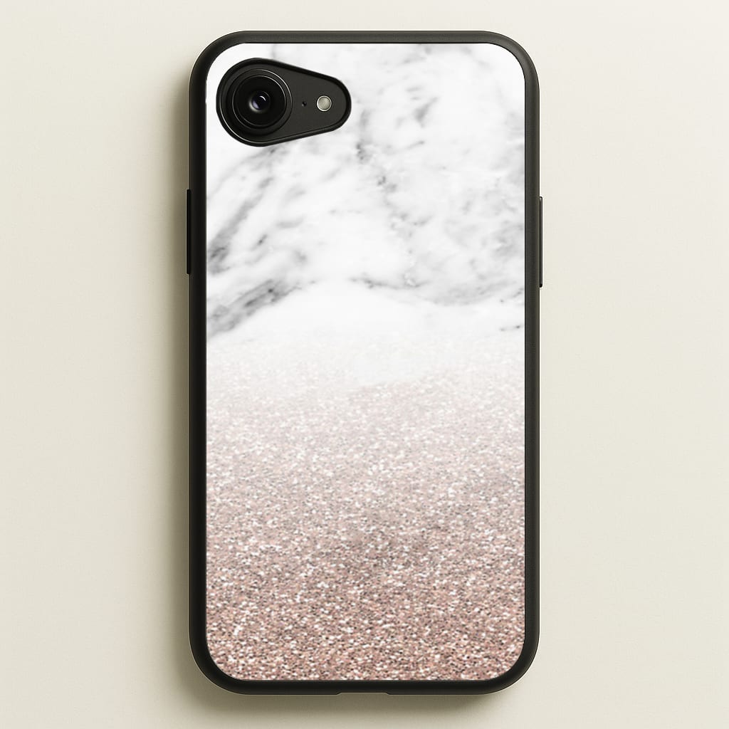Rose Gold Glitter & Marble - marble Phone Case for iPhone 16e
