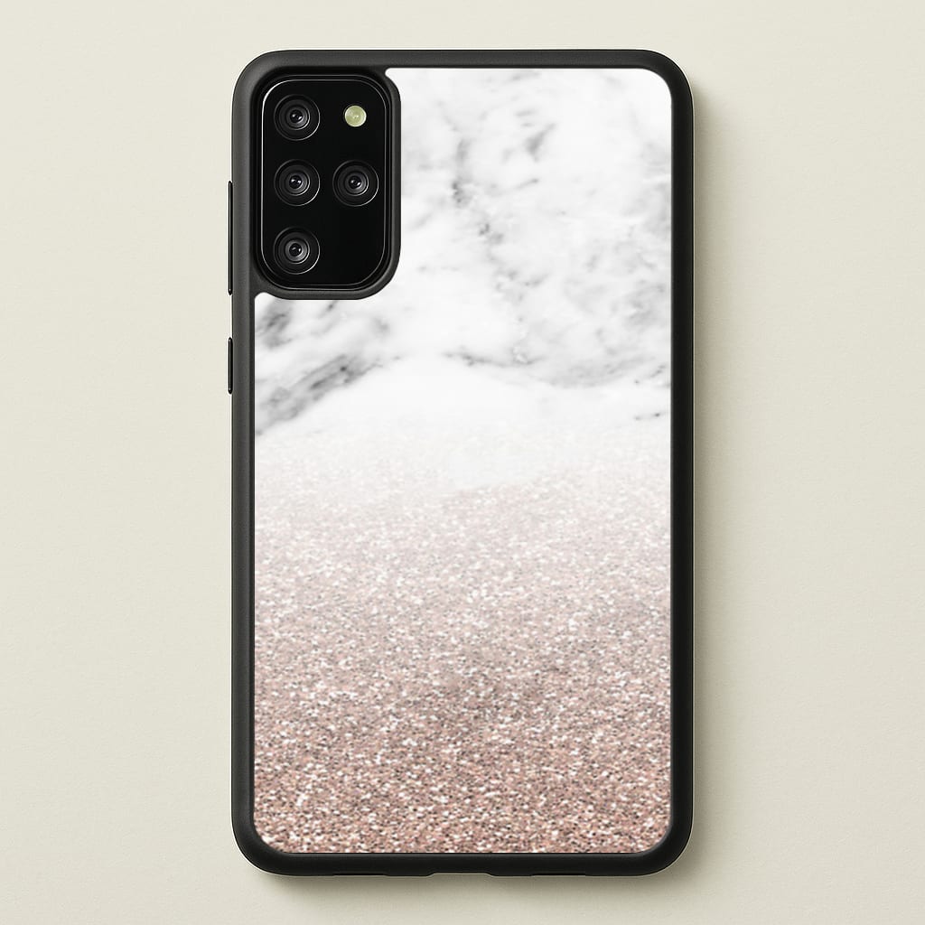 Rose Gold Glitter & Marble - marble Phone Case for Galaxy S20 Plus