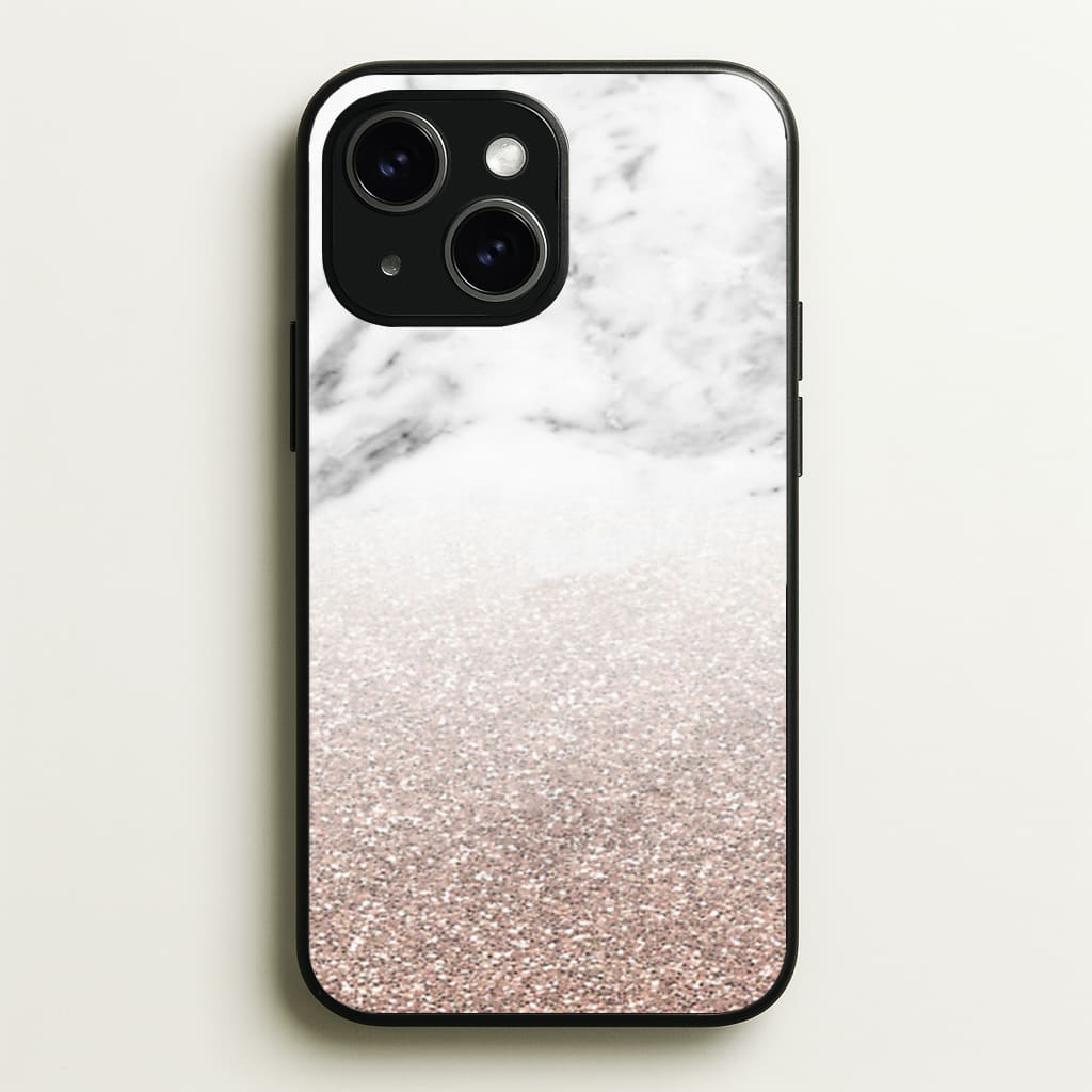 Rose Gold Glitter & Marble - marble Phone Case for iPhone 15 Plus