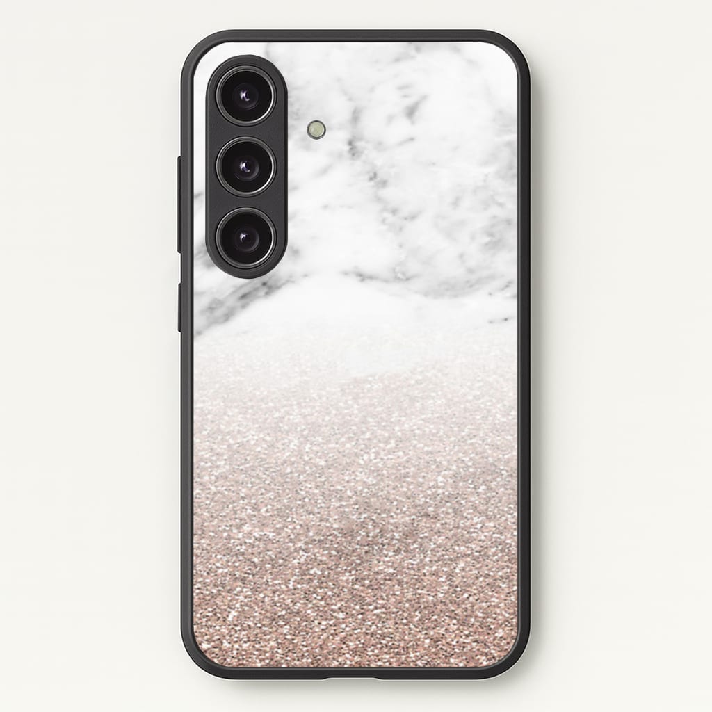 Rose Gold Glitter & Marble - marble Phone Case for Galaxy S24 Plus