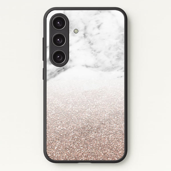 Rose Gold Glitter & Marble - marble Phone Case for Galaxy S24 Plus
