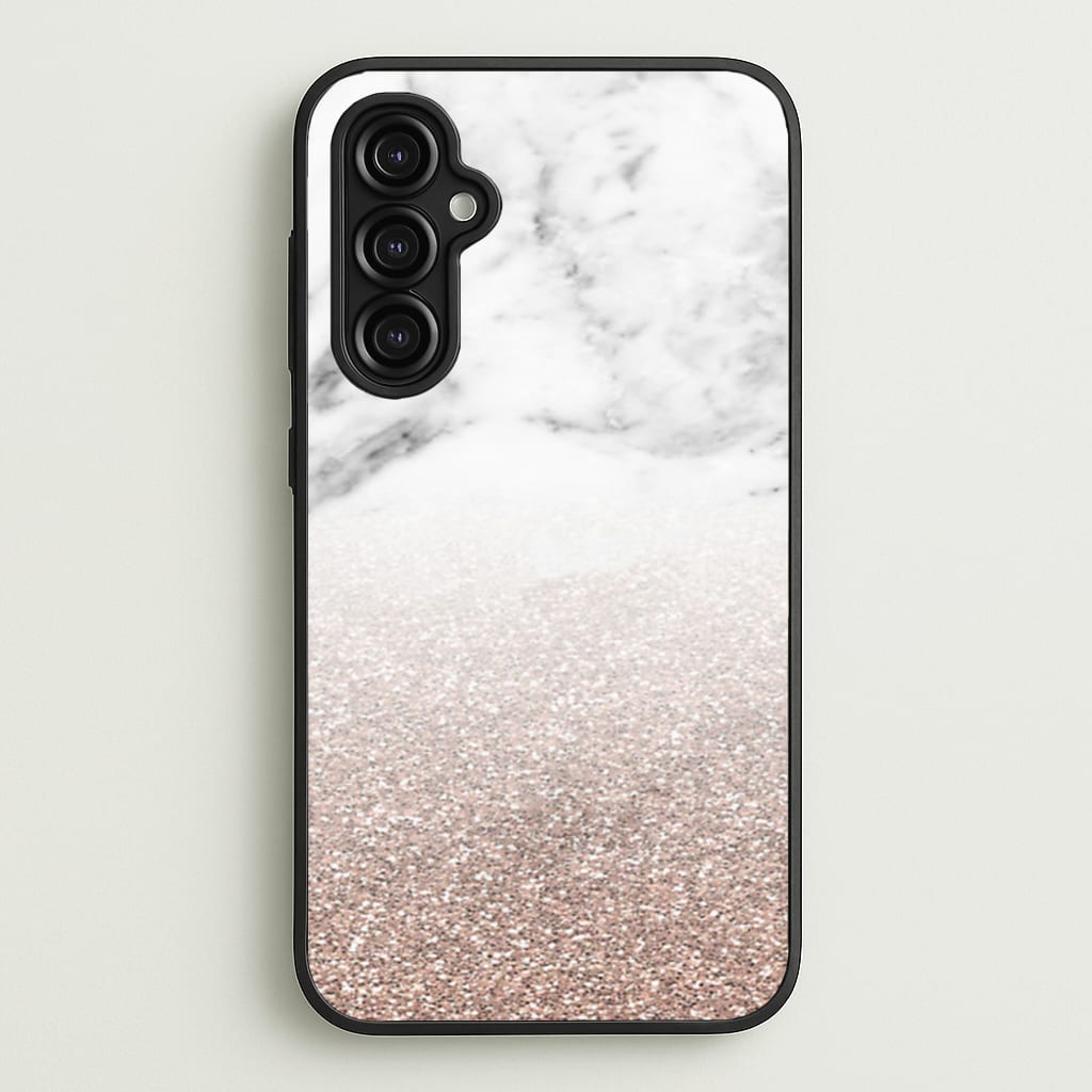 Rose Gold Glitter & Marble - marble Phone Case for Galaxy A14