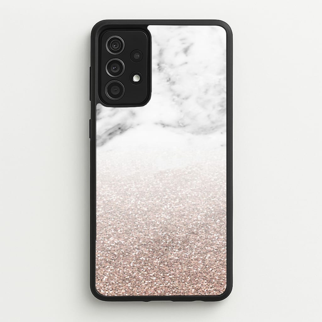 Rose Gold Glitter & Marble - marble Phone Case for Galaxy A52 / A52s
