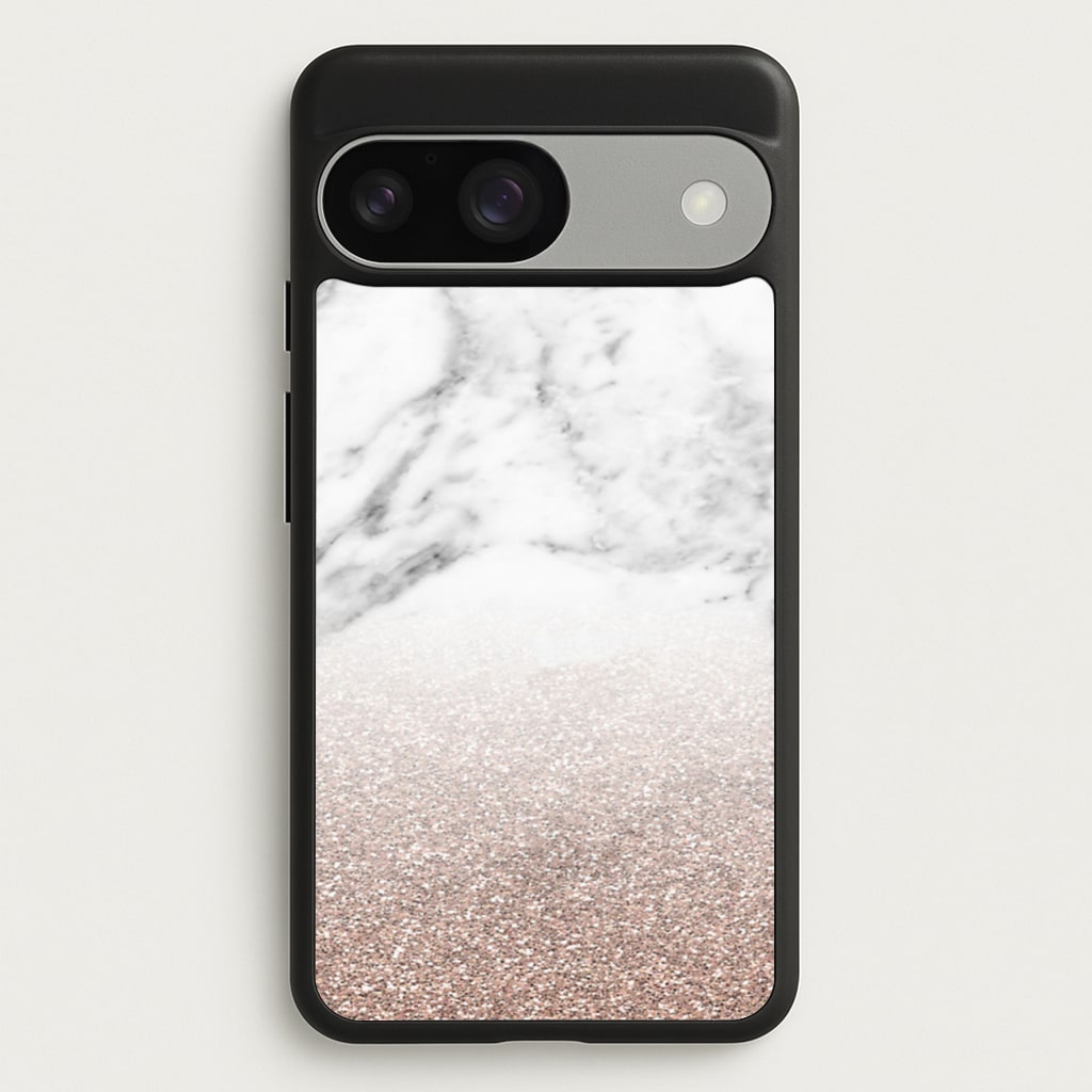 Rose Gold Glitter & Marble - marble Phone Case for Google Pixel 9 / 9 Pro