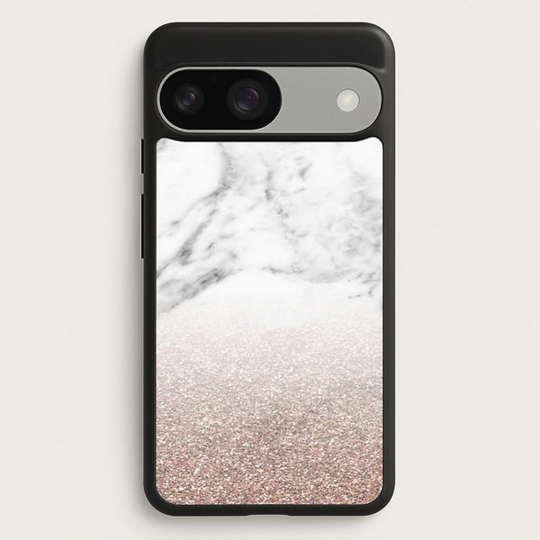 Rose Gold Glitter & Marble - marble Phone Case for Google Pixel 9 / 9 Pro