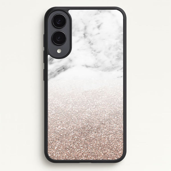 Rose Gold Glitter & Marble - marble Phone Case for Galaxy S25 Edge