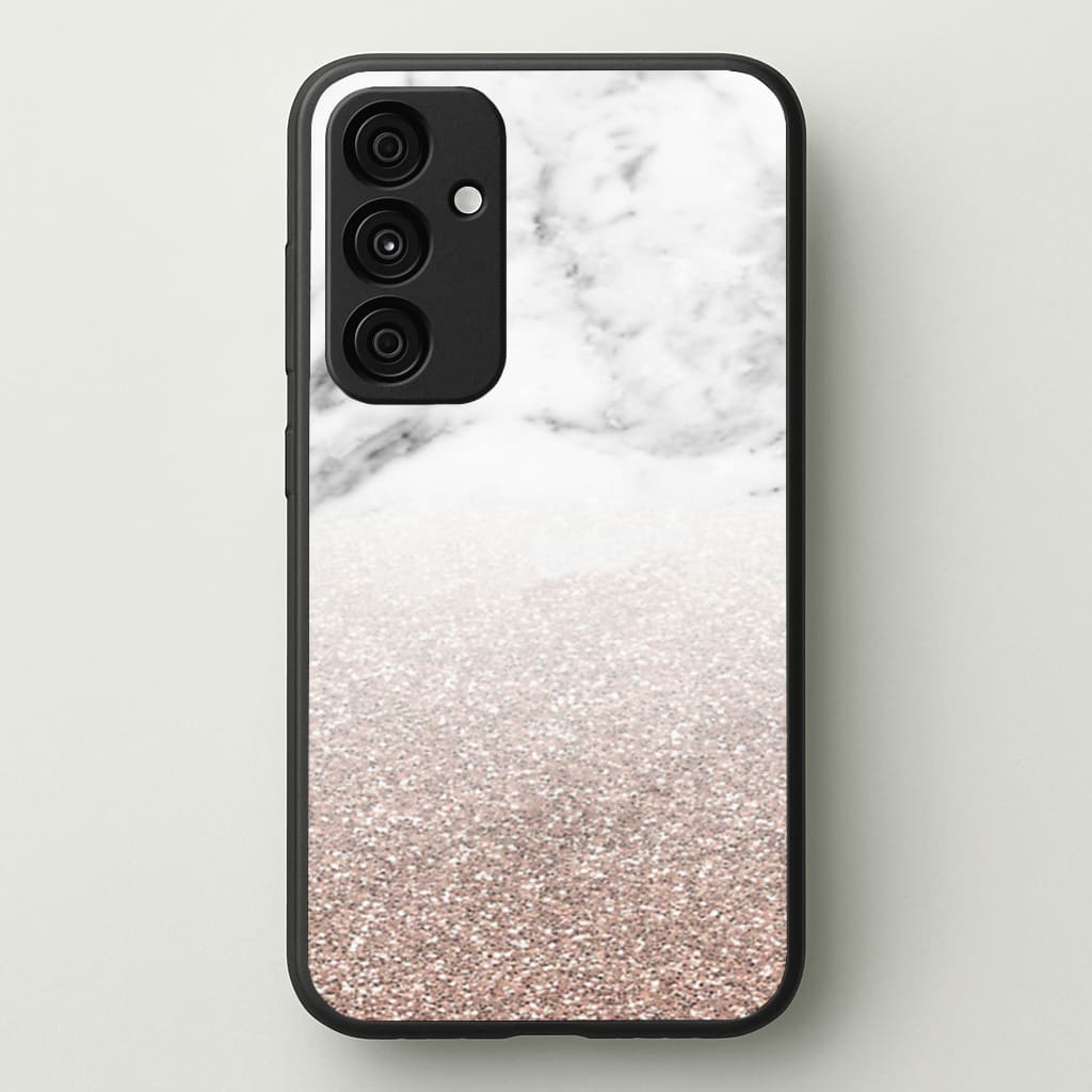 Rose Gold Glitter & Marble - marble Phone Case for Galaxy A55