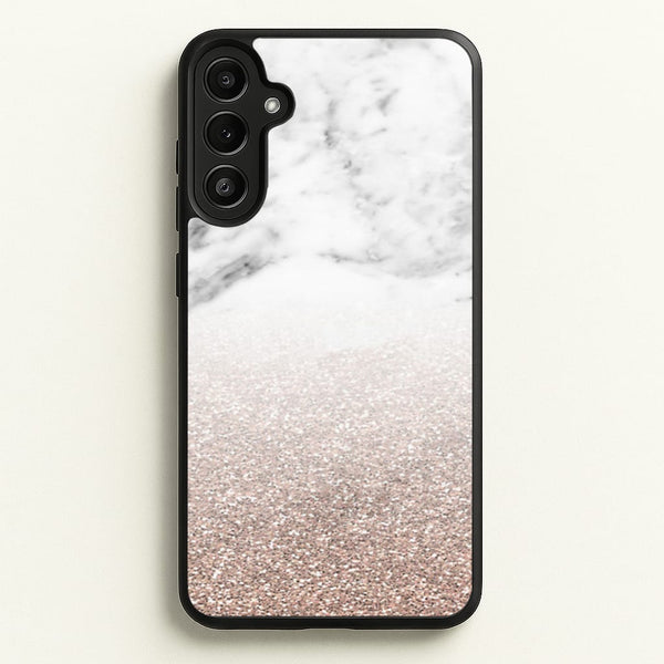Rose Gold Glitter & Marble - marble Phone Case for Galaxy A34