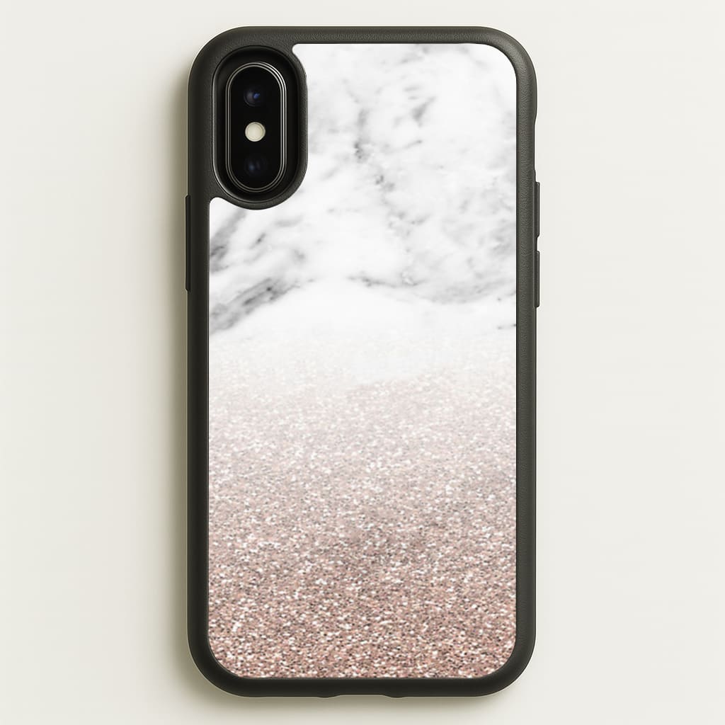 Rose Gold Glitter & Marble - marble Phone Case for iPhone X / XS