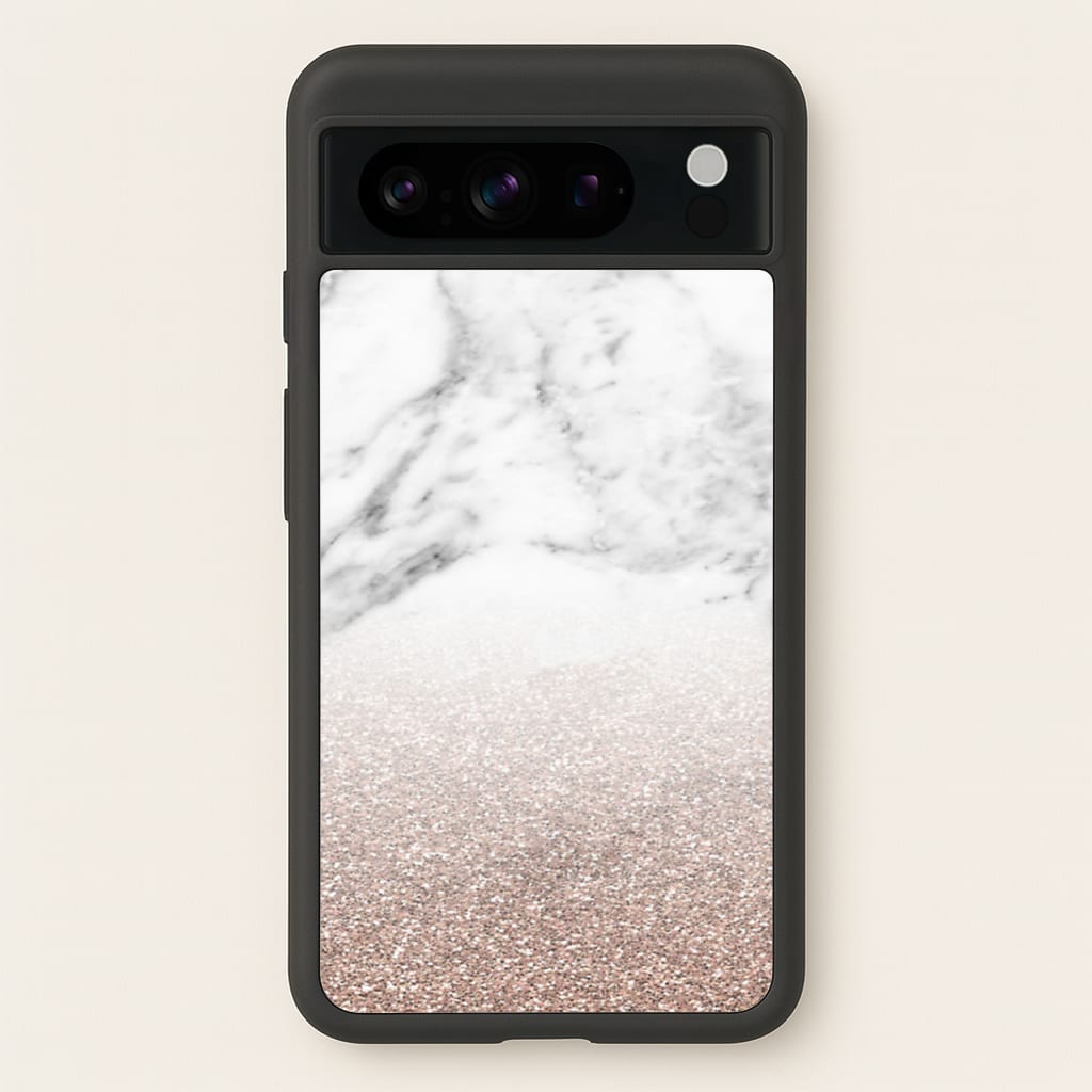 Rose Gold Glitter & Marble - marble Phone Case for Google Pixel 8 Pro