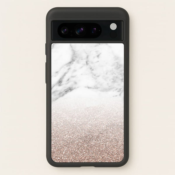 Rose Gold Glitter & Marble - marble Phone Case for Google Pixel 8 Pro