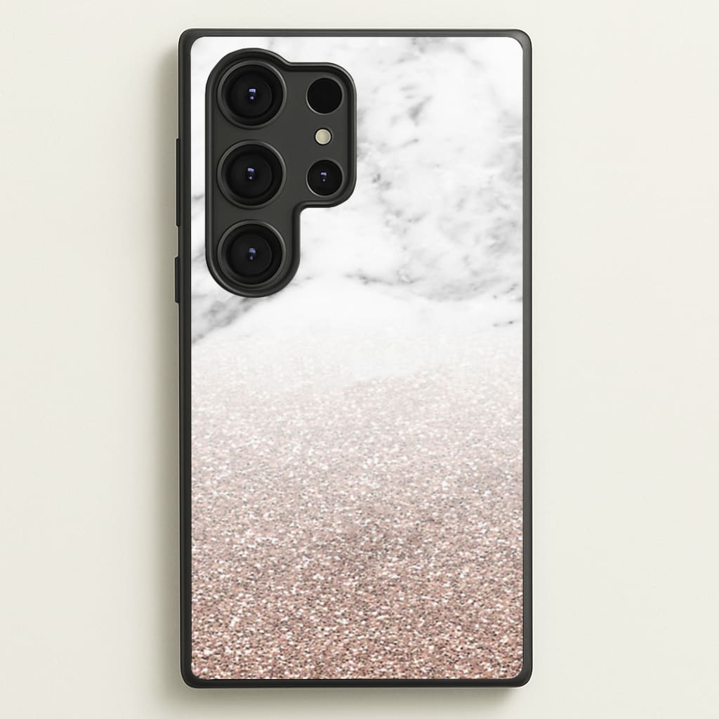 Rose Gold Glitter & Marble - marble Phone Case for Galaxy S25 Ultra