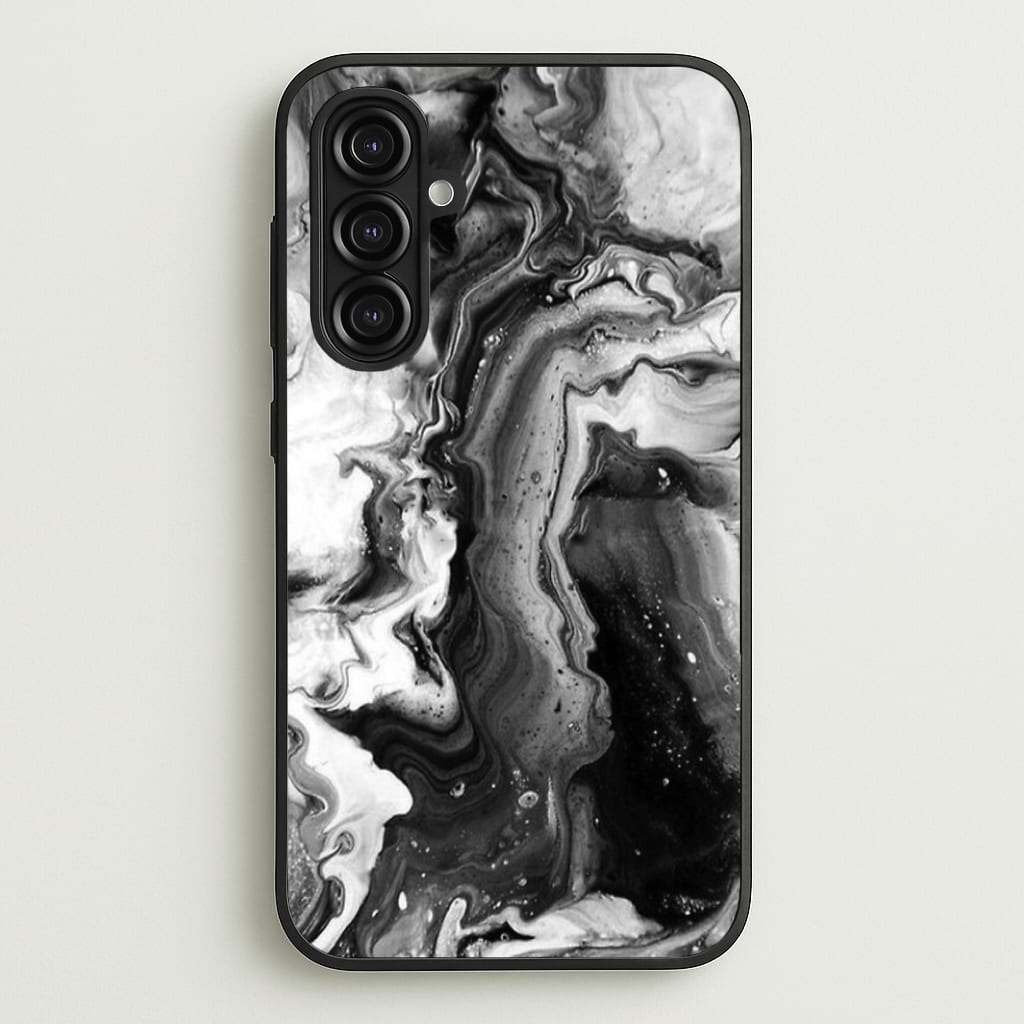 Black and White Leaking Marble - marble Phone Case for Galaxy A16