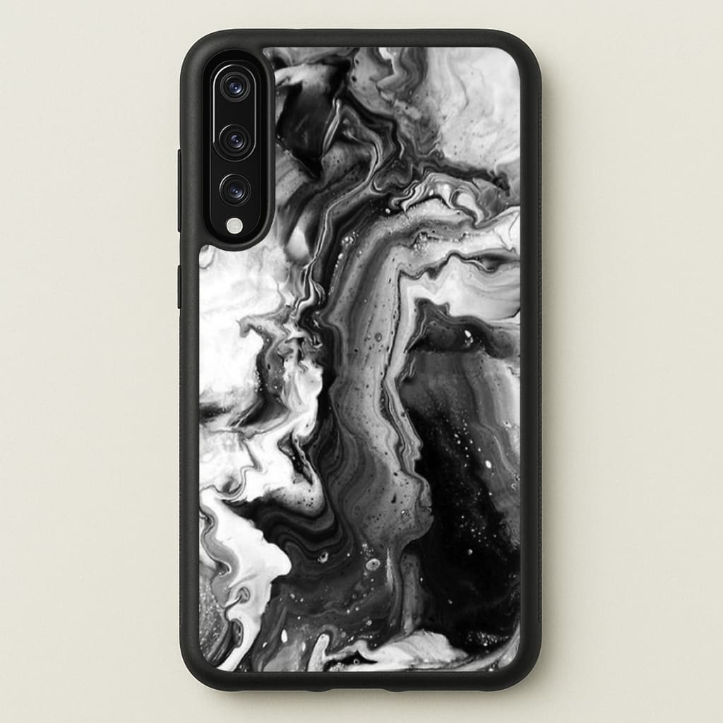 Black and White Leaking Marble - marble Phone Case for Huawei P20 Pro